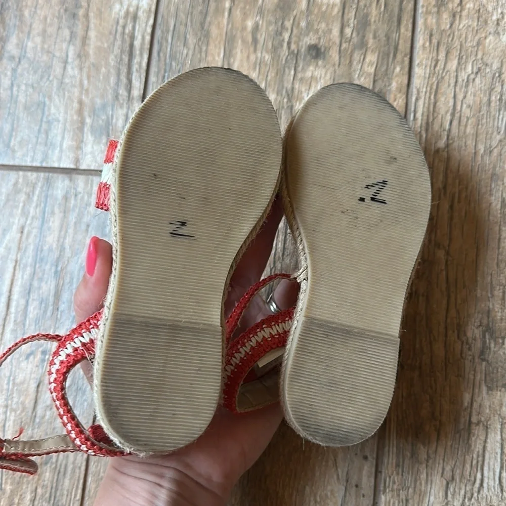 Janie And Jack Striped red Espadrille Sandals size 8 toddler